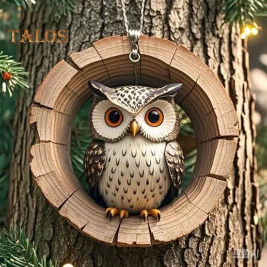 Weihnachtsschmuck mit Tiermotiv, 2D-Acryl, Cartoon-Waldtier, Weihnachtsbaum-Hängedekoration für die Feiertage und zu Hause