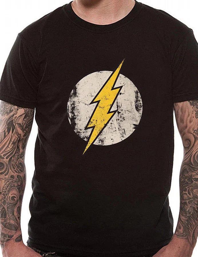 Official The Flash T Shirt Distressed Logo Black New Extra Large XL