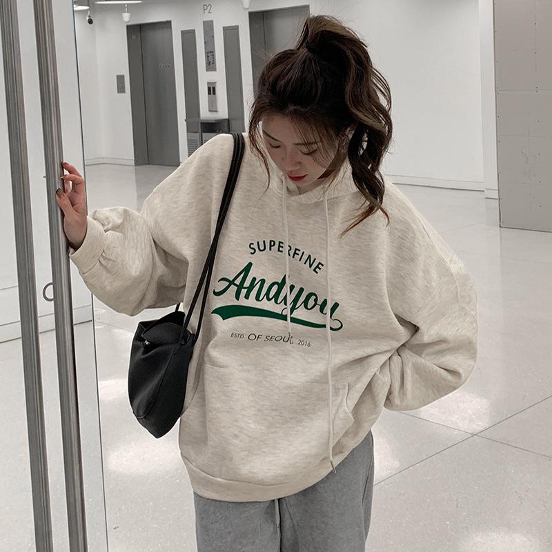 Pique Cotton Oversize Hooded Sweatshirt - Double-Layer Casual Loose Fit