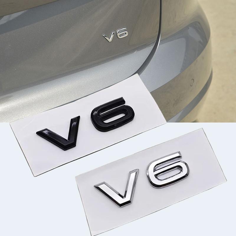 W213D ABS Chrome Black Logo V6 Emblem Letters Car Sticker Rear Trunk Badge For Volkswagen VW Touareg Passat Amarok V6 Accessories