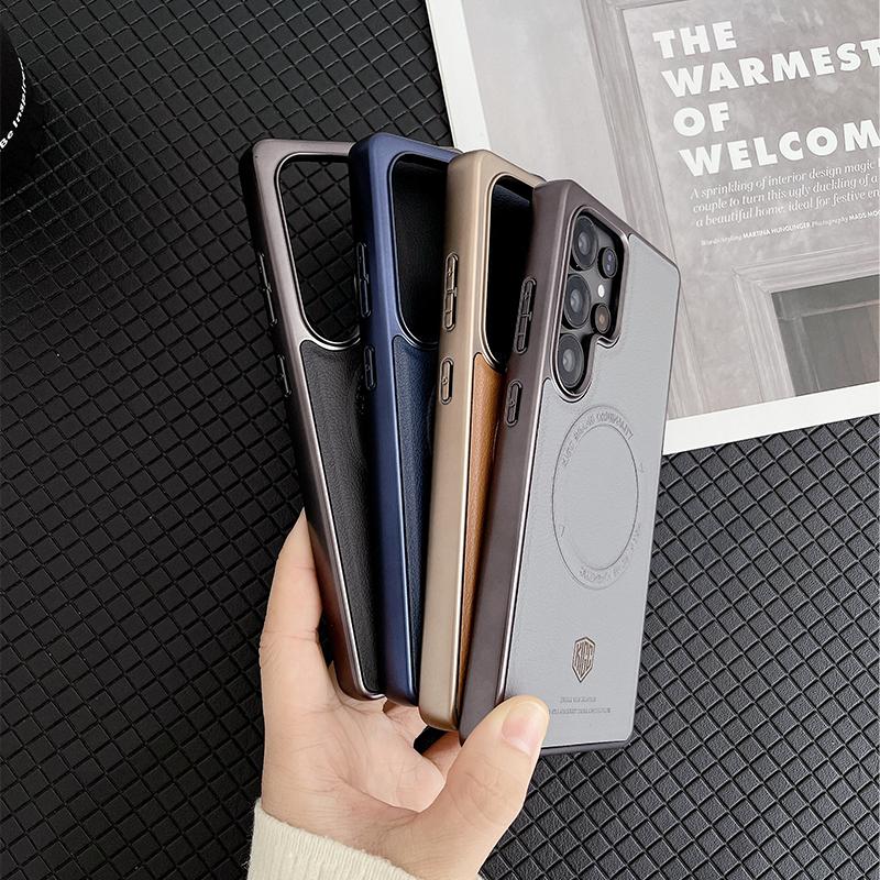 For Samsung Galaxy S23 S24 S25 Ultra Plus Case KIGC Style Series Strong Magnetism Wireless Charging Matte Leather Back Cover