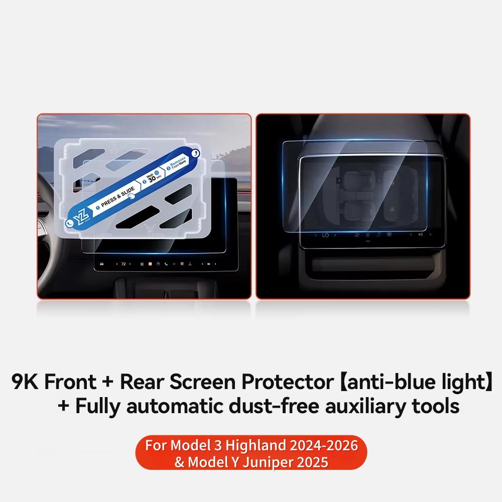 YZ Tempered Glass Film Protector For Tesla Model 3/Y/YL Highland Juniper 2025-2026 Rear Row Center Control Screen Protective