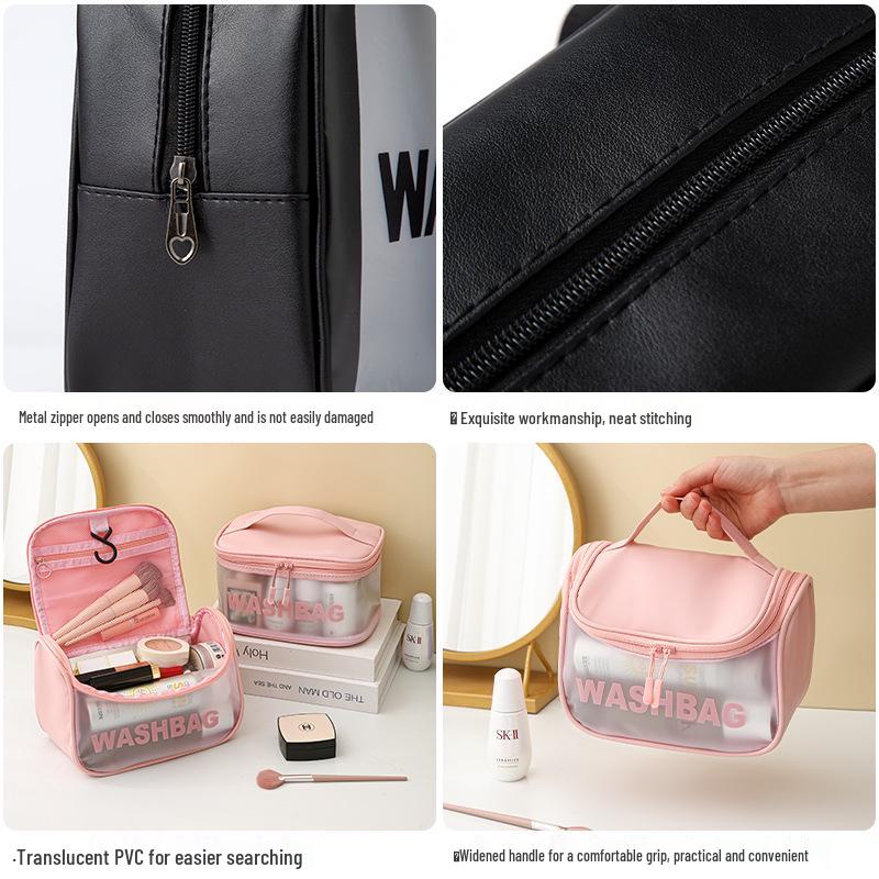 Frosted PU Large Capacity Transparent Travel Makeup and Toiletry Bag