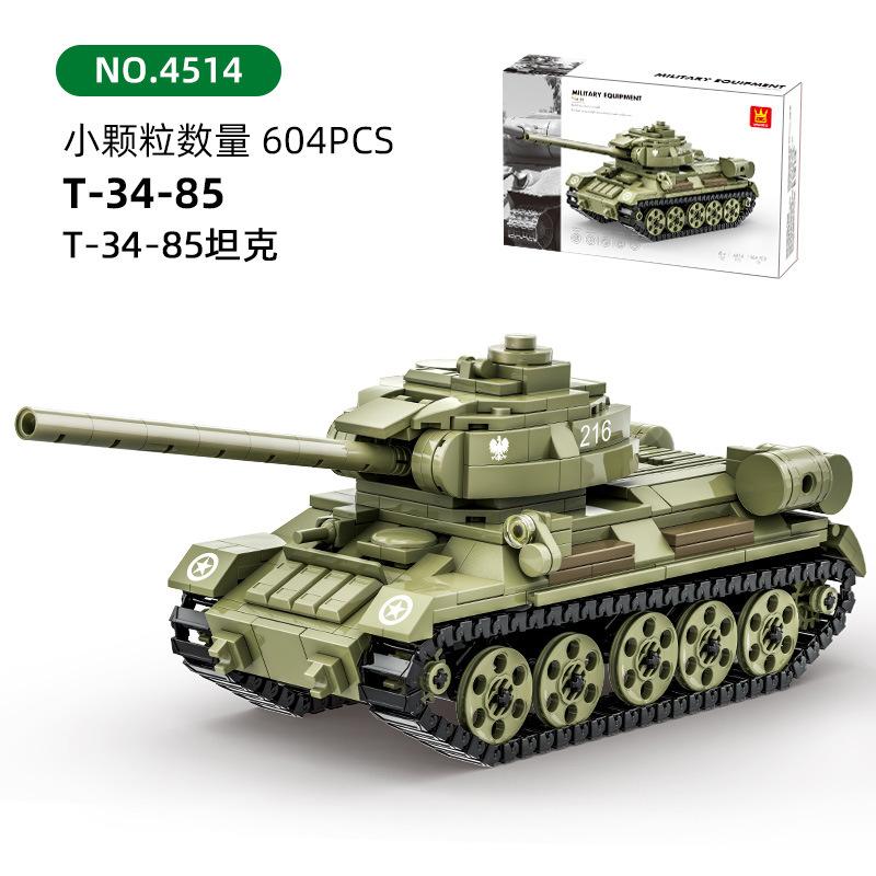 

2024 Soviet WW2 T-34/85 Medium Tank Building Blocks World of Tanks Max Tank Destroyer Model Bricks Army Solider Toys Boy Gifts