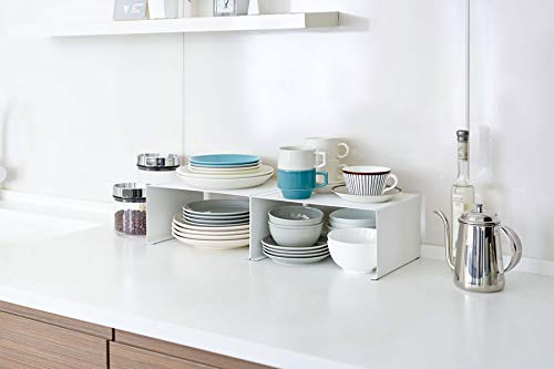[Set of 2] Yamazaki Tower Kitchen Steel L-Shaped Rack, Large, White, 3791 | Kitchen Storage, L-Shaped Condiment Rack, Steel Shelf, Organization