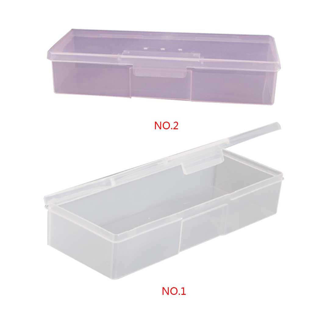 Art Rectangle Plastic Transparent Storage Box Rhinestone Brush Pen Buffer Grinding Files Container Case 19x7.5x3.8cm
