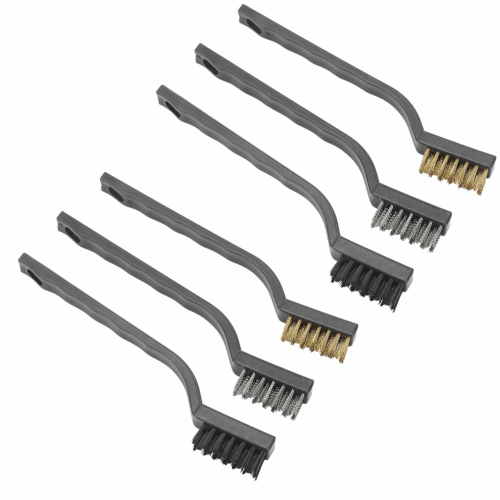 6PCS Metal and Plastic Construction Industrial Wire Brushes Curved Rust Remover Brush  Bonsai Brush