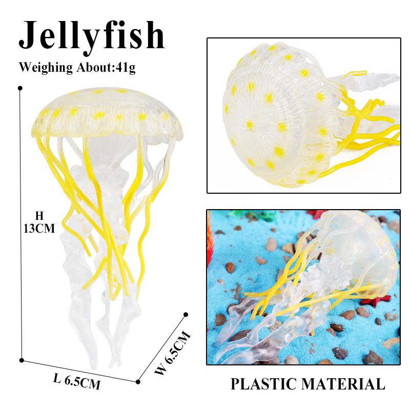Oenux Ocean Animals Model Jellyfish Starfish Sea Anemone Coral Action Figures Aquarium PVC Miniature Educational Kids Toy Gift