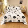 Cute Bear 100% Cotton Bed Sheet Set Plaid Pattern Cartoon Theme Flat Sheets with 2 Pillowcases Breathable Soft Bedding Set