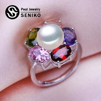 Anelli di perle d'acqua dolce naturali per le donne Anello regolabile per gioielli di perle di moda femminile
