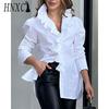 HNXC Women's Fashion Casual Long Sleeve POLO Neck Blouses & Shirts