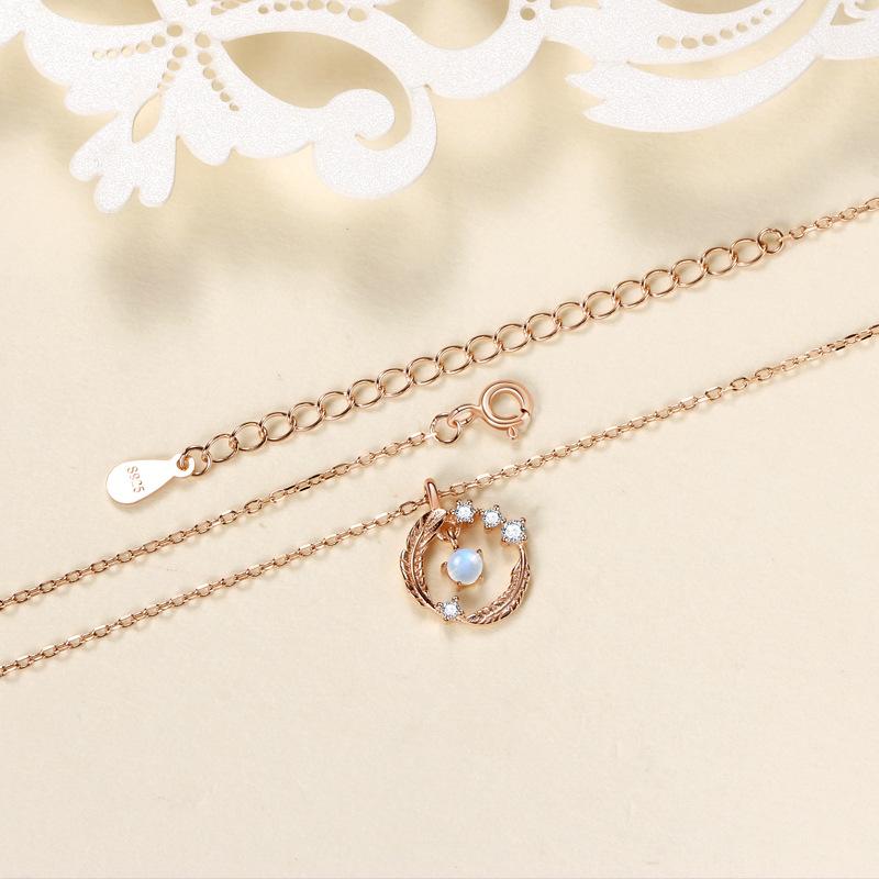 Feather You Accompany Natural Moonstone Necklace Girl High Sense Collarbone Chain Woman Premium Durable Quality