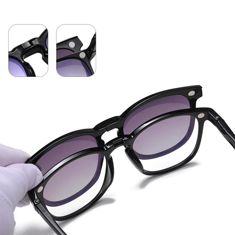 2 In 1 Magnet Polarized Sunglasses Men Women Classic New Square Gradient Sunglasses Anti-Blue Glasses Frame Clear Prescription