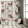 Charming Winter Birds Shower Curtain Snowy Branches Pattern for Bathroom Decor Modern Home Accessories Size72x84 Inches