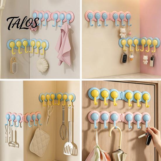 Heavy Duty Adhesive Hooks Punch-Free Wall Hook Rack, Self Multi-Hook Organizer, Waterproof Room Organization Hangers 180 Degree Rotating Storage