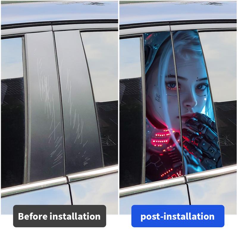 Cyberpunk Girl Car Stickers Waterproof DIY Auto B-pillar Protective Decor Cover Scratches Universal Vehicle Decals Accessories