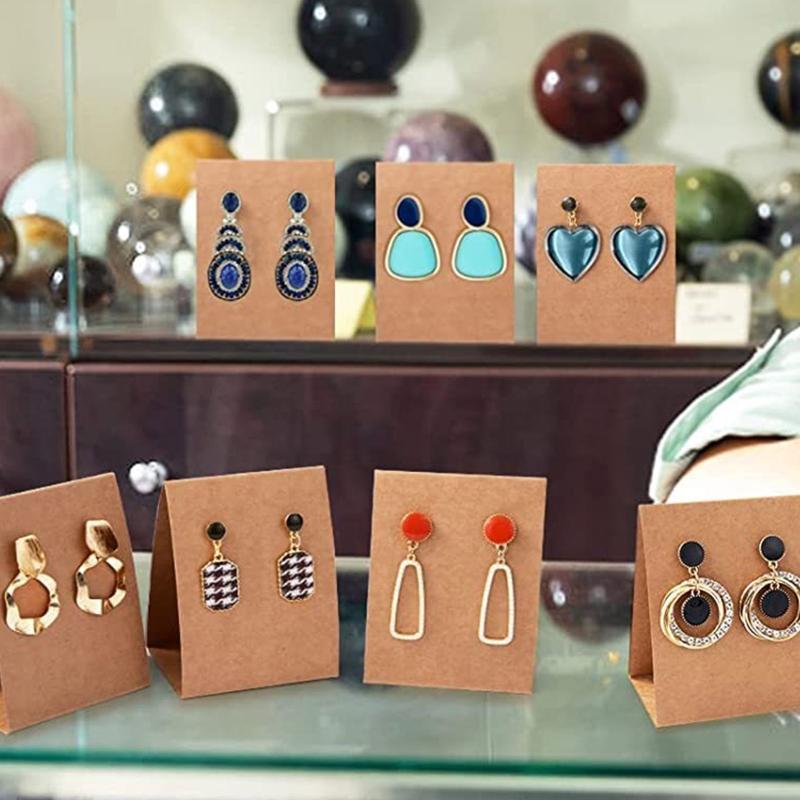 100Pcs Standing Earring Display Cards Blank Earring Card Holder Paper 200x Earplug for Small Business Jewelry Packaging