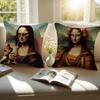 Creative Abstract Funny Art M-Mona Lisa Cushion Cover Pillowcase Anti-Dustmite Invisible Zipper Short Plush Sofa Cushion
