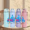 1PC Watercolor Christmas Tree Art 750ml Color Plastic Sports Water Bottle Leakproof Flip Straw Lid Suitable for Sports Office Home Use
