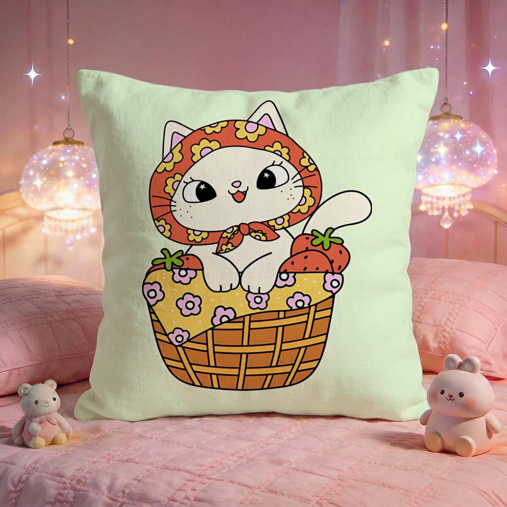 Bandana Style Cat Cushion Cover Premium Comfort Reversible Pillow Cove Two in One Design for Any Room Car Interior