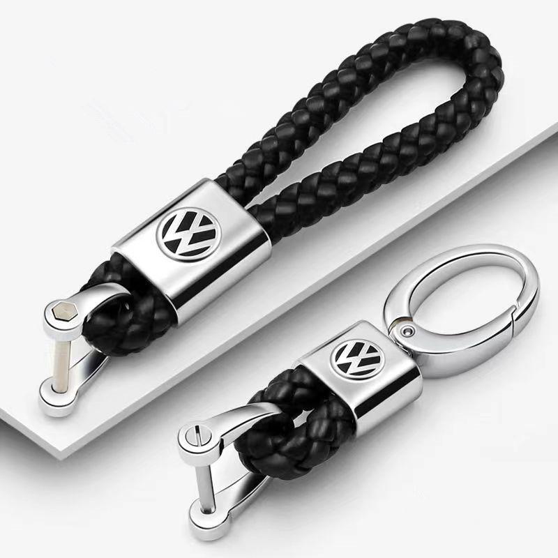 Valve Stems Caps Metal/Leather Car Styling Keychain For VW Volkswagen Golf Polo Passat Touran Jetta Key Chain Rings Accessories MF4