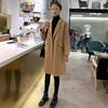 2025 Women's Mid-Length Woolen Coat, Loose Camel Color, Popular Korean Style for Autumn and Winter