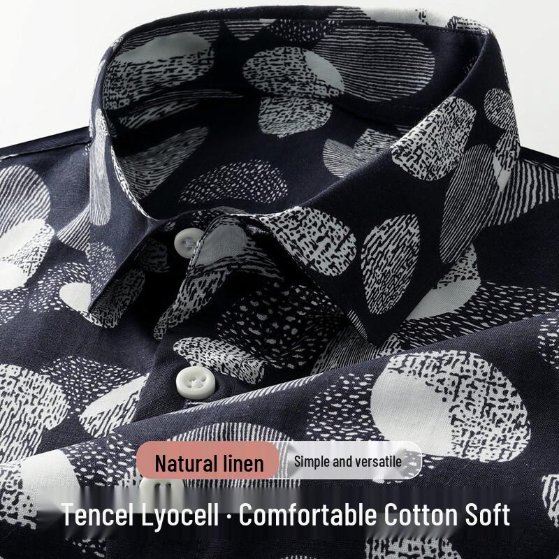 SHANSHAN Men s Fashion Printed Long Sleeve Casual Shirt 2XL