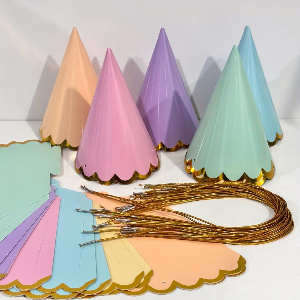 10 pieces Colorful birthday party hats | Embroidered lace cone-shaped hats, suitable for birthday parties and festivals