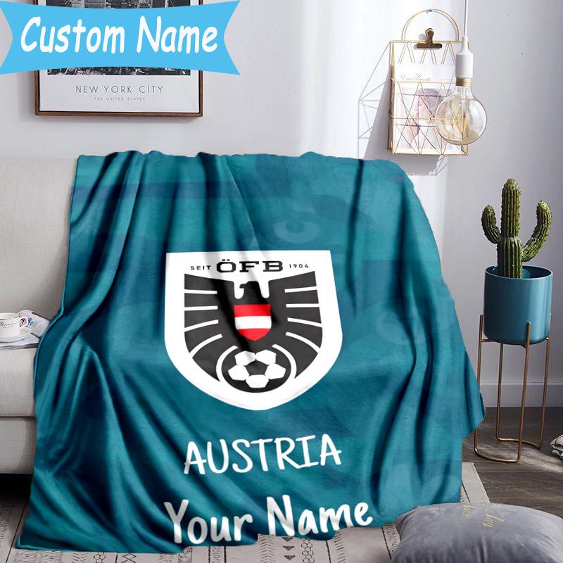 Custom Name ÖFB Football Blanket Flannel Blanket for Camping, Hiking, Garden Parties, Picnic Essentials,gift for family and friend