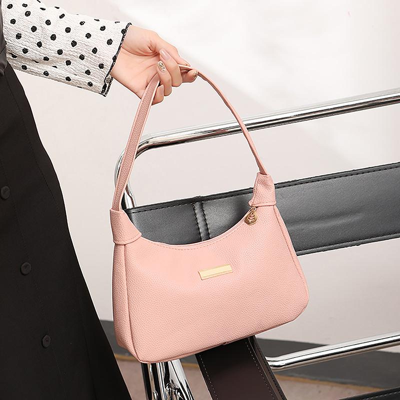 Lichee Leather Women Shoulder Bag Retro Solid Color Hobos Handbags Leisure Underarm Armpit Bag  Exquisite Shopping Bag