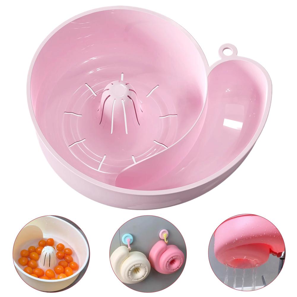 Snail Shape Drain Automatic Cleaning Basket Hand Wash Free Fruit Plate Filter Vegetable Washing Basin Household Kitchen Essentia
