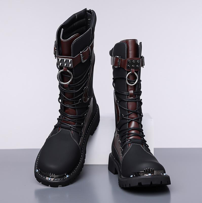 Luxury Men Boots High Quality Casual Leather Boot Fashion Long Tube Knight Boot Classic Western Cowboy Boots Men Motorcycle Boot