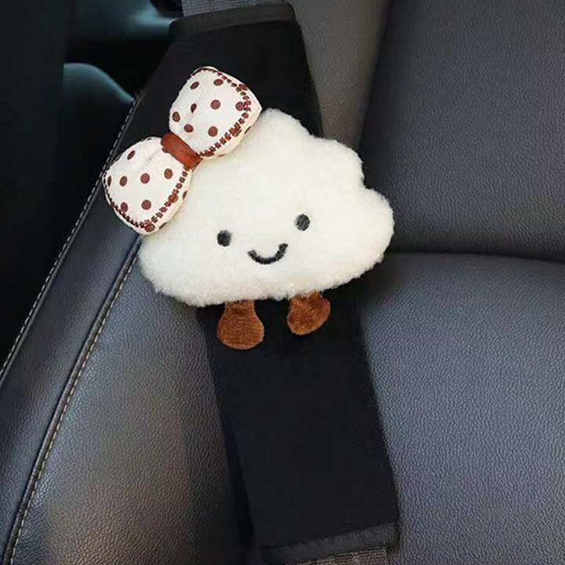 2pcs  Cartoon Bow Cloud  Seatbelt Shoulder Protector Cartoon Creative Car Seat Belt Shoulder Pad Protector Interior Accessories