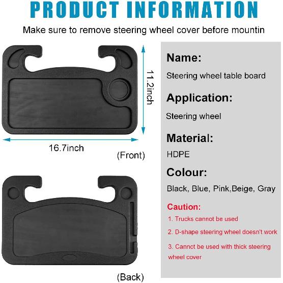 Car Steering Wheel Desk, Multifunctional Auto Seat Stand Trays For Eating And Working, Double Sided Design Steering Wheel Table Desk For Laptop,