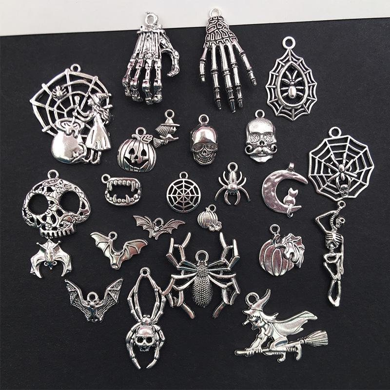 80-Piece Halloween Jewelry DIY Kit: Pumpkin, Skull, Bat & Witch Pendants for Earrings