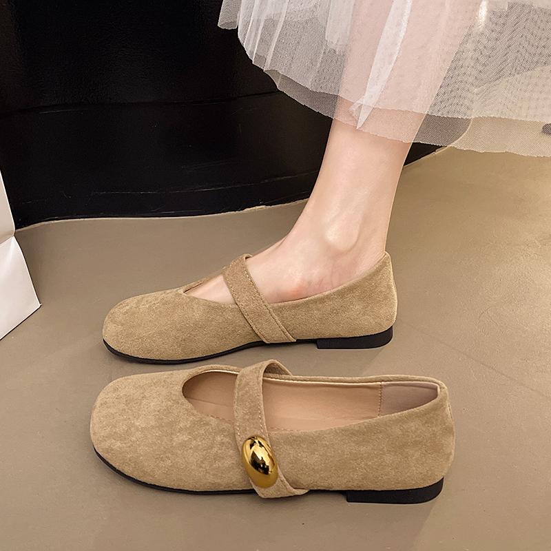 Fashion Shoes Woman Flats Shallow Mouth Soft Dress Golden Summer Retro Spring Mary Janes Summer Shoes Ladies Soft Female Footwear Shallo