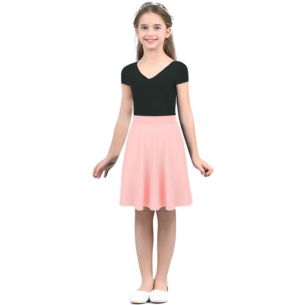 Big Girls Knee Length Skater Skirts A-Line Full Circle Stretchy Sundress Summer Party Casual Daily Wear