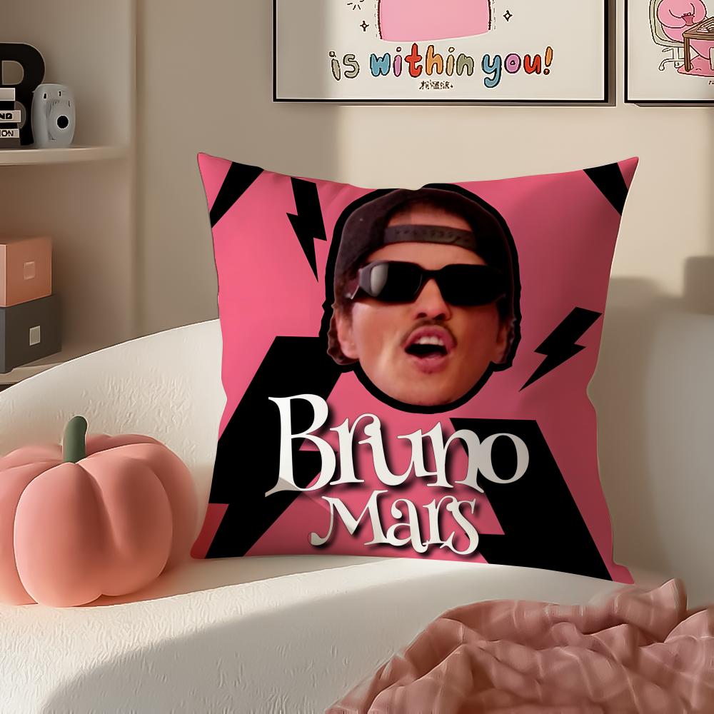 Classic Pop American Singer BBruno Mars Cushion Cover Pillowcase Short Plush Invisible zipper Room Sofa Cushion Cover