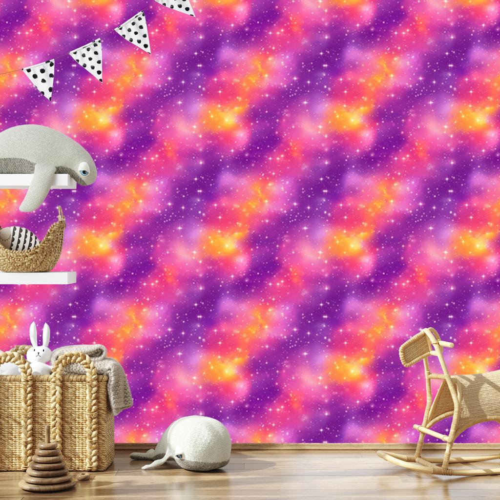 Watercolor Galaxy Wallpaper In Violet, Purple and Powder Pink 50x1000
