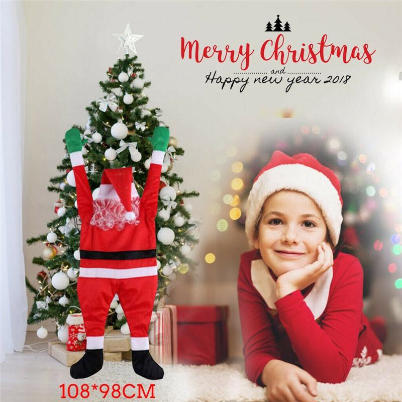 42" Climbing Christmas Hanging Santa Claus Outdoor Window Party Xmas Props Decor