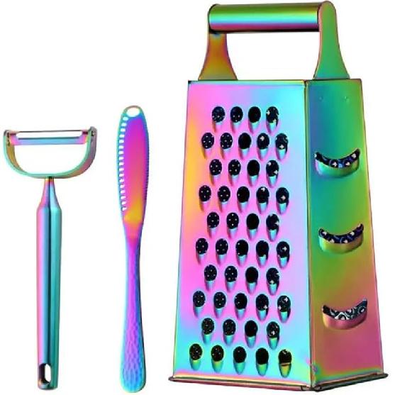 4 Sides Box Grater For Kitchen,Stainless Steel Cheese Grater With Handle,Multi-Function Vegetable Slicer Food Shredder For