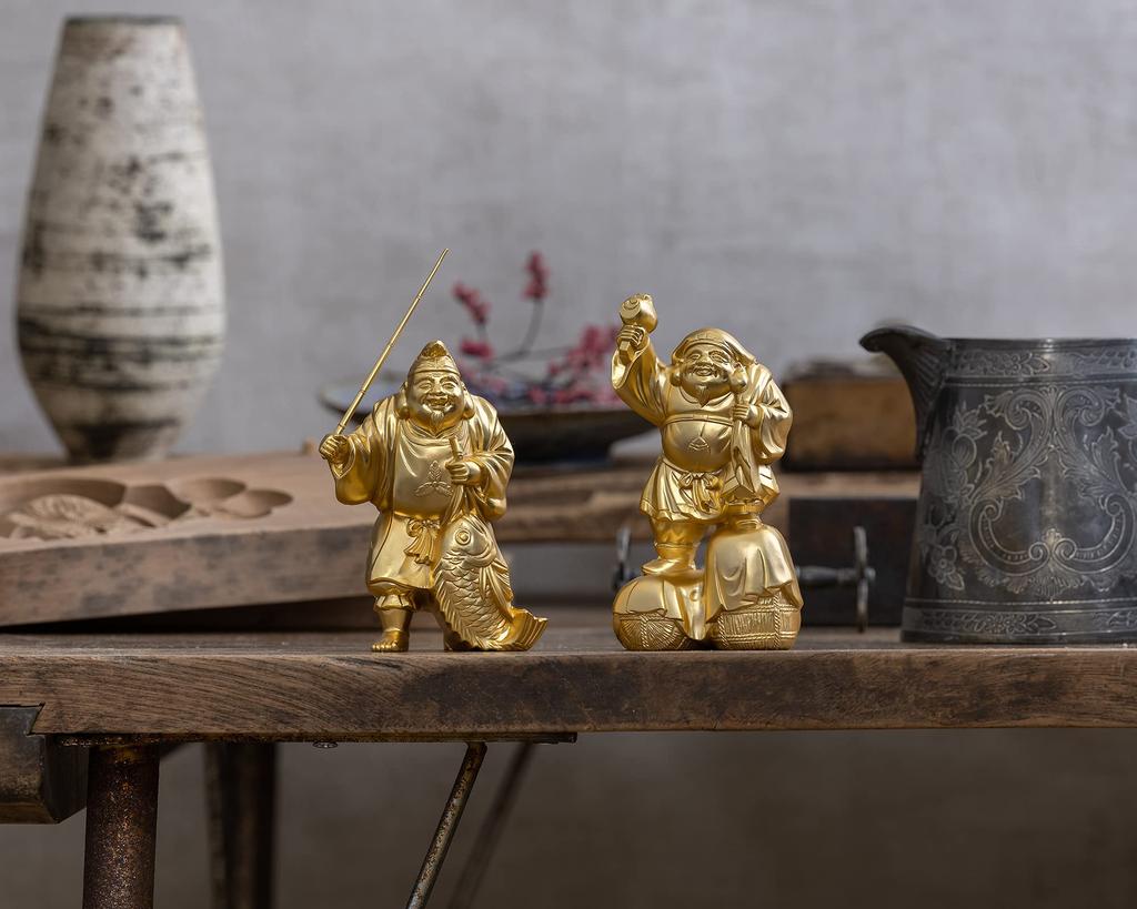 Sieben Glücksgötter Ebisu Buddhist Hideun Makita Original Statue Ornament Takaoka Kupferwaren (Vergoldet/24K Gold) Bildhauer Modell_Buddha