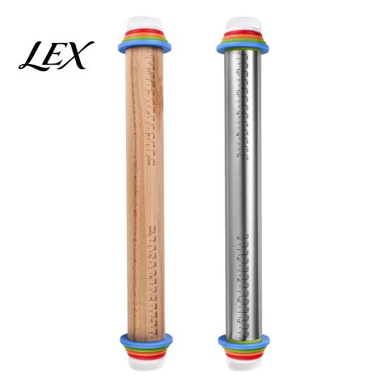 Non Stick Pastry Roller for Kitchen Rolling Pin with Thickness Rings, Ergonomic Measurement Markings Tool, Versatile Baking Supplies Non-Stick