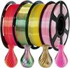 Tri-Colors Silk PLA 3D Printer Filament, PLA Filament 1.75mm, Dimensional Accuracy +/- 0.02 Mm, 1KG, Coextrusion 3D Filament