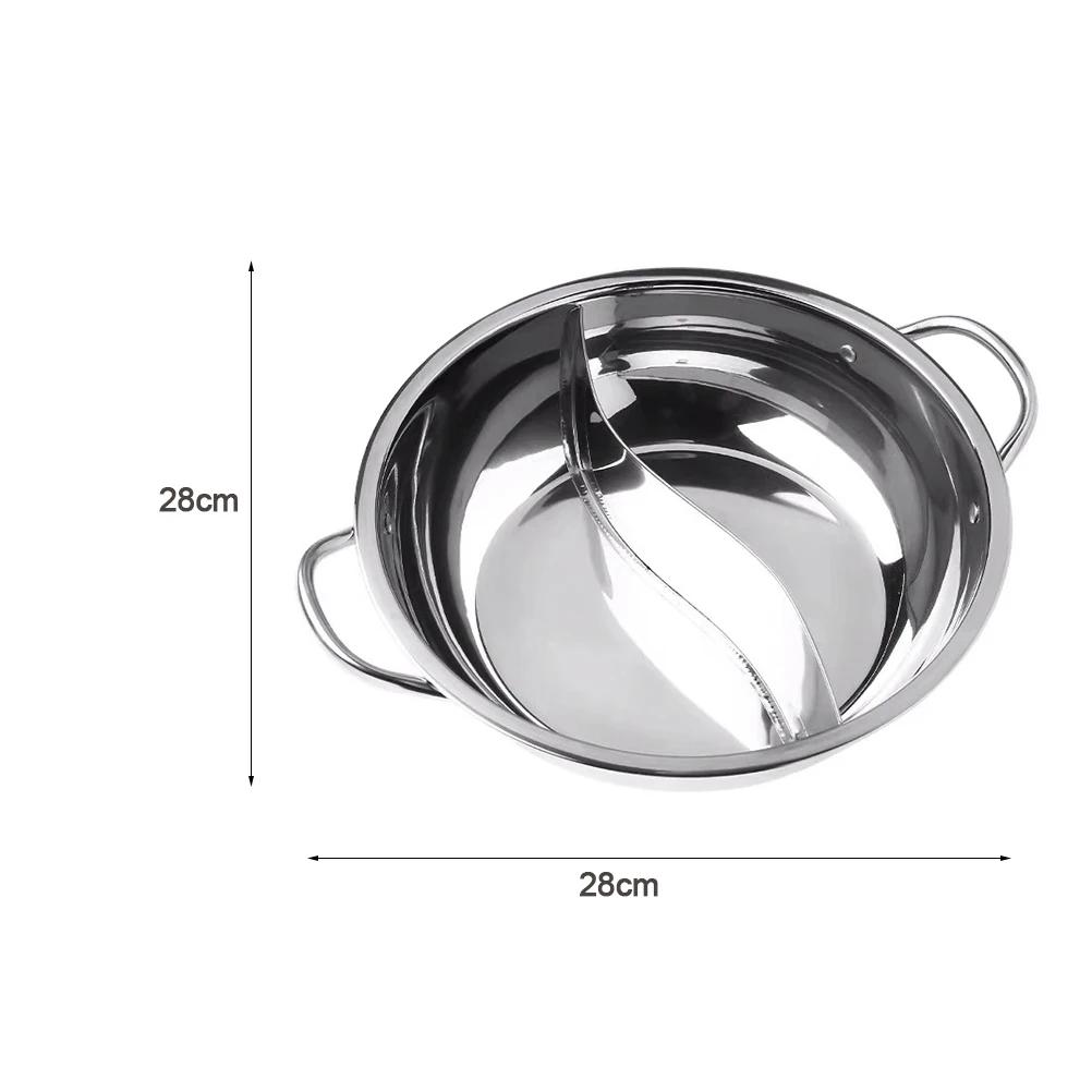 Pot Hot Shabu Divider Stainless Steel Cooking Cooker Induction Hotpot Divided Kitchen Cookware Flavor Pan Two Chinese Soup Dual