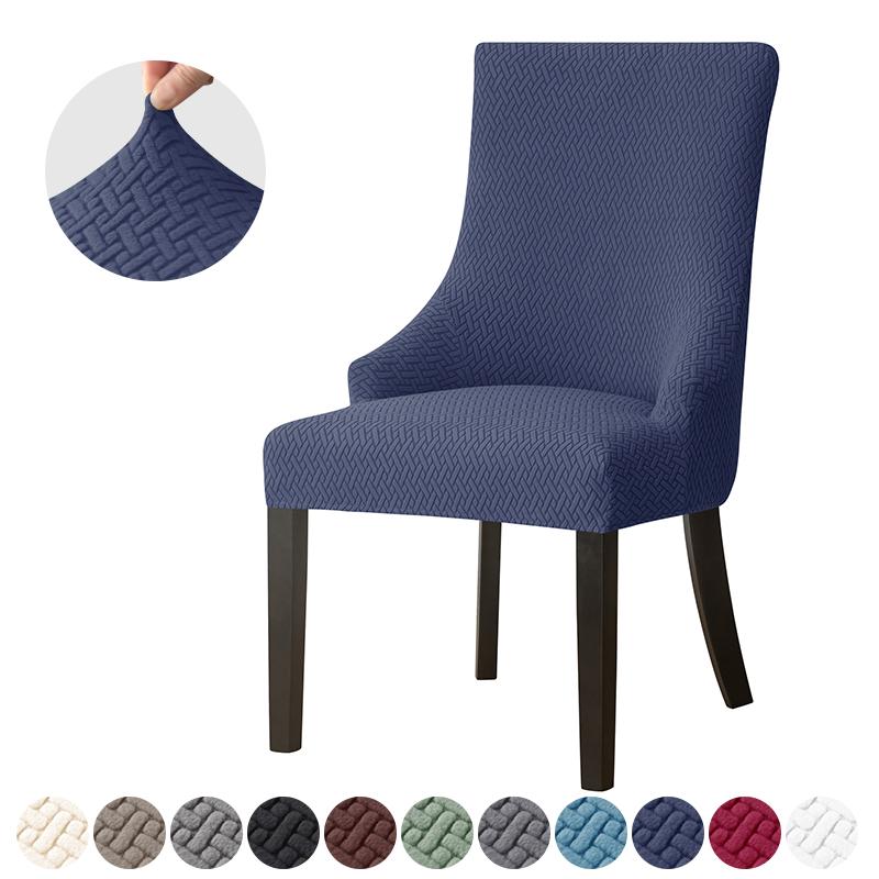 1/2pcs Jacquard Dining Chair Covers Stretch Chair Slipcovers Solid Color High Back Sloping Armchair Cover Hotel Kitchen Wedding