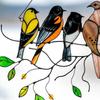 Multicolor Metal Acrylic Panel Window Wall Hangings Birds Stained Glass Window Suncatcher Hanging Home Decor