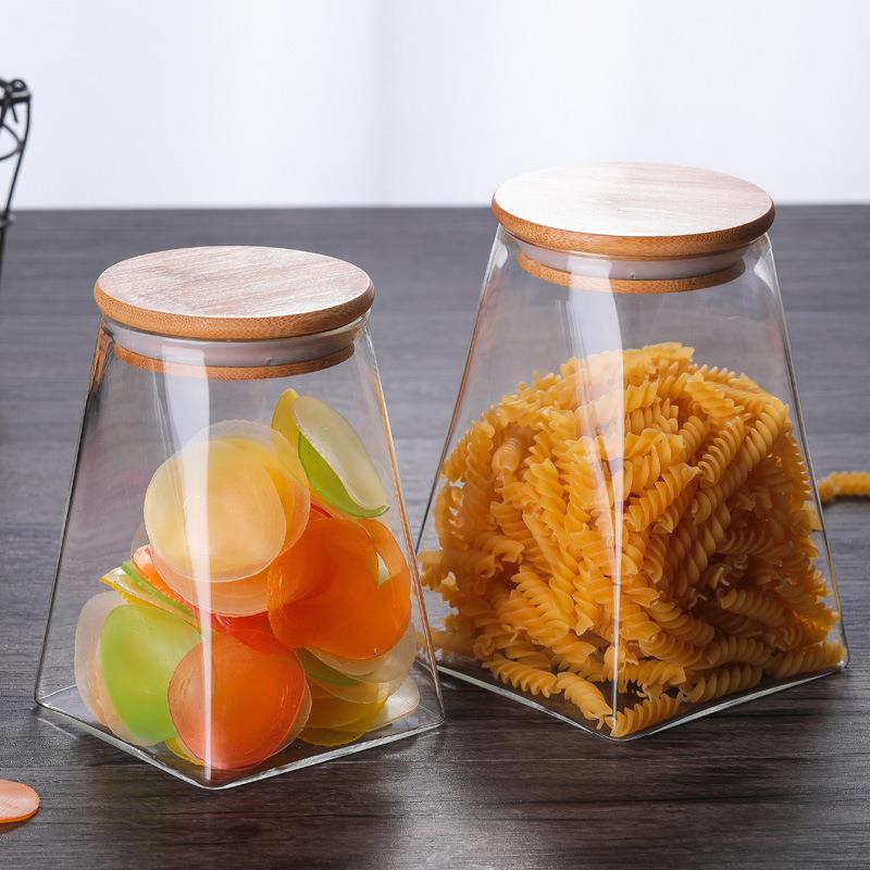 Square Transparent Borosilicate Glass Tea Storage Jar - Multiple Sizes Available
