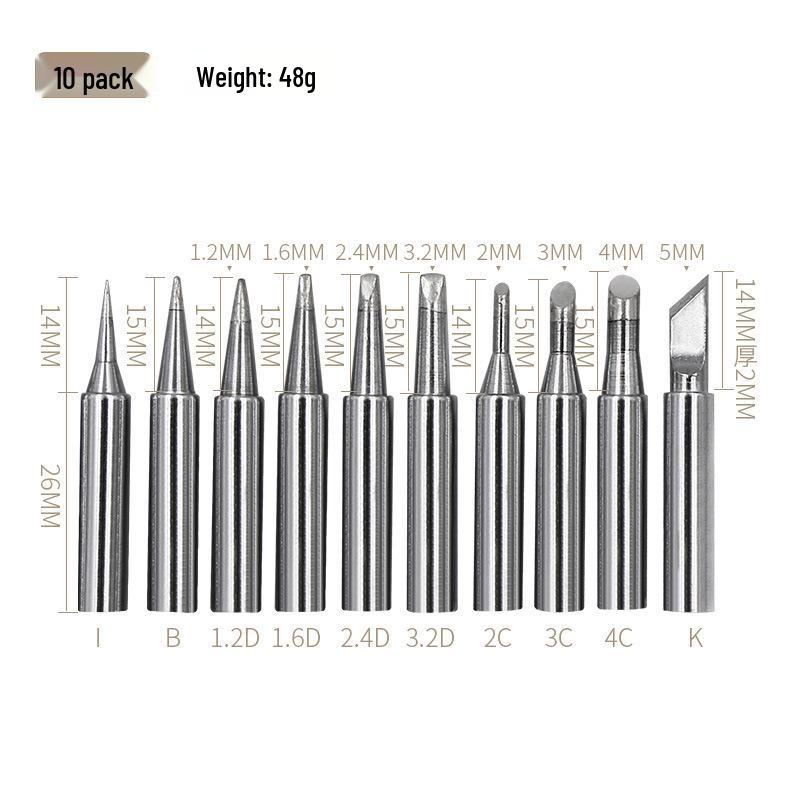 Lead-Free Electric Soldering Iron Tip Set: Flat, Bent, and Knife Tips for 936 Station