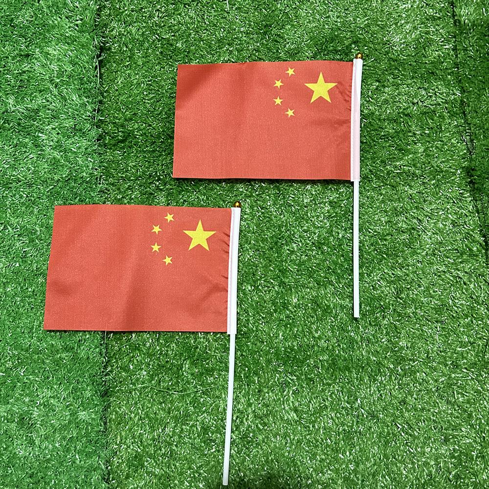Bandiera CINA 21*14cm Poliestere Bandiere Cinesi Bandierine da Agitare a Mano Con Asta di Plastica Per Attività Sportive Decorazione Casa